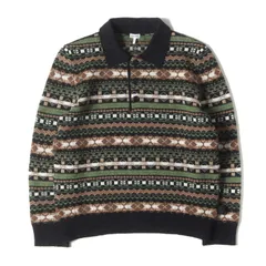 【美品】LOEWE ロエベ ポロシャツ サイズ:S | 24AW フェアアイル ジャカード ニット ポロシャツ (Fair Isle Knit Polo) | ダークグレー グリーン ベージュ | トップス セーター【メンズ】【中古】のサムネイル