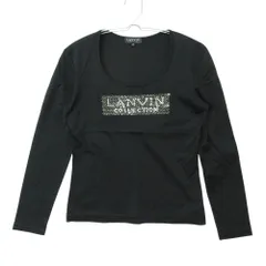 LANVIN ランバン 長袖Ｔシャツ COLLECTION コレクション ラインストーンロゴ ストレッチ Uネック 長袖 トップス 日本製 ブラック 38【M】 レディース 【中古】のサムネイル