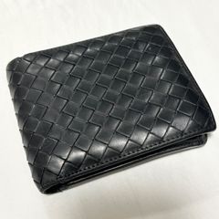 【送料無料】BOTTEGA VENETA/ボッテガヴェネタ/二つ折り財布/ウォレット/サイフ/ブラック/イントレチャート/中古品