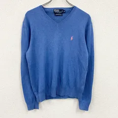 Polo by Ralph Lauren　ラルフローレン　コットンニットセーター　青　ブルー　Mサイズ　古着のサムネイル