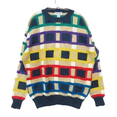 Pierre Cardin ピエールカルダン セーター ヴィンテージ 総柄 ニット プルオーバー トップス 長袖 切替 リブ ラウンドネック ローゲージ ラミー ベージュ L【XL】 メンズ 【中古】のサムネイル