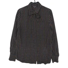 Brooks Brothers ブルックスブラザーズ 長袖シャツ シルク100% レトロ柄 ボウタイ ストライプ ブラウス 絹 トップス ネイビー 6【M】 レディース 【中古】のサムネイル