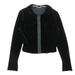 美品 FOXEY NEW YORK フォクシー ニューヨーク アウター(ドルマンスリーブ) ベロア 衿付き クロップド ジャケット ショート丈 ブルゾン 上着 ブラック 40【M】 レディース 【中古】のサムネイル