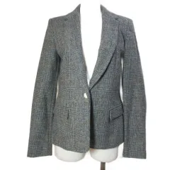 ザラ ベーシック ZARA BASIC シェットランドウールジャケット テーラード  エルボーパッチ グレンチェック S グレー系 /Xのサムネイル