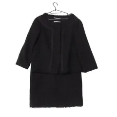 ALBERTA FERRETTI アルベルタフェレッティ セットアップ ノーカラー フリンジ裾 ツイード 上下セット ウール アクリル ブラック 42【M】 レディース 【中古】のサムネイル