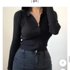 ゴージ ジップアップ KARA（カラ）ニット ブラックのサムネイル