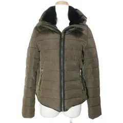 ザラ ベーシック ZARA BASIC 中綿ブルゾン ジャケット ジップアップ インフード S 165/84A 茶 ブラウン /Xのサムネイル