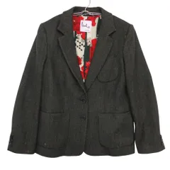 Paul Smith ポール・スミス テーラードジャケット ヘリンボーン柄 フラワープリント裏地 カシミヤ混 チャコールグレー 40【M】 レディース 【中古】のサムネイル