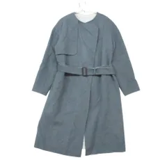 UNTITLED アンタイトル コート ウールリバーラップ ダブルフェイス ロング丈 くすみブルー 2【M】 レディース 【中古】のサムネイル
