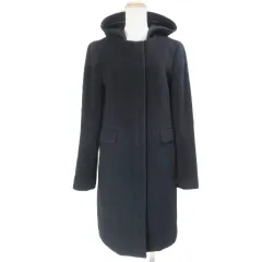 エニィスィス エニシス anySiS 18AW コート 2WAYフード ノーカラー ウール ジップアップ ミドル丈 2 M相当 紺 ネイビー /Xのサムネイル