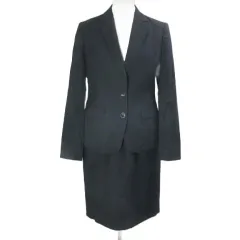 パーソンズ PERSON'S スーツスタイル SUITS STYLE リクルートスーツ テーラードジャケット 背抜き タイトスカート ひざ丈 ウール 9 M相当 黒 ブラック /Xのサムネイル