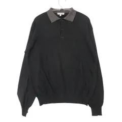 GIORGIO ARMANI ジョルジオアルマーニ ポロシャツ 衿総柄 ロゴ刺繡 ニット トップス 長袖 ブラック 48【M】 メンズ 【中古】のサムネイル