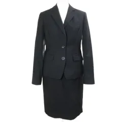 パーソンズ PERSON'S スーツスタイル SUITS STYLE リクルートスーツ テーラードジャケット 背抜き タイトスカート ひざ丈 ウール 9 M相当 黒 ブラック /Xのサムネイル