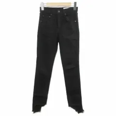 ラグ&ボーン RAG&BONE カットオフカラーデニム 10INCH CAPRI スキニー ストレッチ ワンポイント刺繡 小さいサイズ 23 黒 ブラック /Xのサムネイル