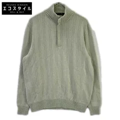 Loro Piana　ロロピアーナ　ライトグリーン カシミヤ100 ハーフジップ ハイネックニット　52のサムネイル