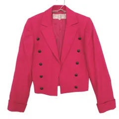 YVES SAINT LAURENT イヴ・サンローラン テーラードジャケット diffusion femmes ヴィンテージ ダブルブレスト クロップド ショート丈 アウター ショッキングピンク M 9A3 レディース 【中古】のサムネイル