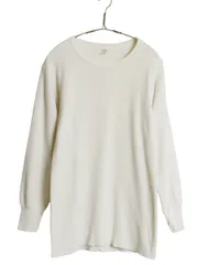 80s USA製 ヘインズ 長袖 サーマル Tシャツ メンズ L ヴィンテージ クルーネック アンダーシャツ インナー ワッフル カットソー ロンT 無地のサムネイル