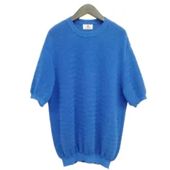 シーグリーン Seagreen 25SS PAPER KNIT BORDER T-SHIRT ペーパー ニット Tシャツ 4 ブルー 美品のサムネイル