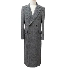 極美品□GUCCI グッチ 712710 ウール100% ヘリンボーン ダブルブレストチェスターコート ブラック ホワイト 48 イタリア製 正規品 メンズのサムネイル