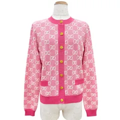 極美品△GUCCI グッチ 629452 ウール コットン GG ジャガード アンカー金ボタン カーディガン ピンク XS イタリア製 正規品 レディースのサムネイル