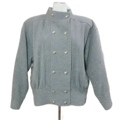 クレージュ courreges ジャケット ブルゾン ダブル スタンドカラー ウール ロゴボタン 9A3 M相当 グレー /Xのサムネイル