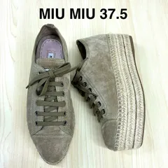 【ミュウミュウ  MIU MIU】美品！レースアップ スウェードエスパドリーユシューズ EUR37.5/ 24.5cm ライトブラウンのサムネイル