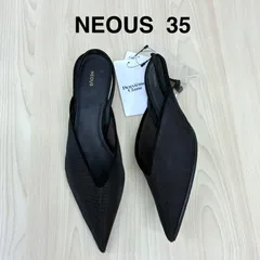【ネオアス NEOUS】美品！2024年製 IRENA KNIT HEEL メッシュバックストラップパンプス キトゥンヒール EUR35/22cm ブラック くろのサムネイル