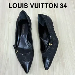 【ルイヴィトン LOUIS VUITTON】キャップトゥ モノグラムパンプス キトゥンヒール EUR34/21cm ブラック系のサムネイル