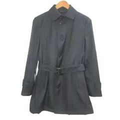 ザ・スーツカンパニー THE SUIT COMPANY ライナーコート 中綿 ヘリンボーン ベルト付き ミドル丈 ビジネス S 黒 ブラック /Xのサムネイル