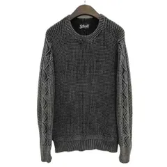 ショット SCHOTT DULL COLOR CABLE SWEATER ダルカラー ケーブル セーター コットン ウォッシュ加工 M ブラック系のサムネイル