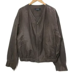 アンタイトル UNTITLED リネン×コットン ショート丈ブルゾン ジップアップ 大きいサイズ 4 2LT ダークブラウン 153-46412 /Xのサムネイル