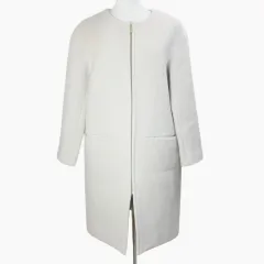 ノーブル NOBLE 18AW ノーカラーコート ウール カシミヤ混 ジップアップ ミドル丈 38 M相当 ベージュ 18-020-240-7120-3-0 /Xのサムネイル