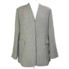 プラージュ Plage リアム R'IAM 美品 22AW ノーカラー コートジャケット オーバーサイズ 千鳥格子 ウール 背抜き ボタンレス 38 M相当 ブラウン系 22010922602030 /Xのサムネイル