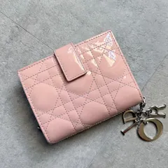 Christian Dior クリスチャンディオール レディディオール カナージュ ロータスウォレット ピンク 二つ折り財布 パテントレザー Lady Dior Lotusのサムネイル