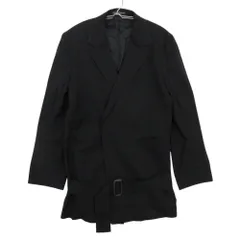Y's ワイズ Yohji Yamamoto ヨウジヤマモト テーラードジャケット ダブルブレスト ジャケット ブレザー タイロッケン コート ベルト付き 背抜き アウター 日本製 ブラック 3【L】 メンズ 【中古】のサムネイル