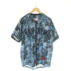 シュプリーム SUPREME Kanji Camo ZipUp Baseball Jersey ジップシャツ ベースボールシャツ 半袖 ジャージ M ブルー ネイビー マルチカラー /ES ■OS のサムネイル