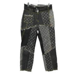 LOUIS VUITTON ルイ・ヴィトン デニムパンツ 再構築 切り替え モノグラム パッチワーク デニムパンツ ジーンズ ブラック 34【XS】 レディース 【中古】のサムネイル