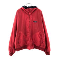 Eddie Bauer エディーバウアー 90s オールド 黒タグ ナイロンジャケット L レッド 裏フリース アウトドア メンズ 古着