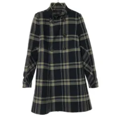 ZARA WOMAN ザラウーマン チェック柄 ミドル丈 コート XS ベージュ系×ネイビー レディース 古着のサムネイル