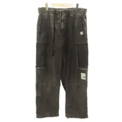 ミハラヤスヒロ MIHARA YASUHIRO 25AW COTTON SATIN CARGO TROUSERS コットンサテン カーゴパンツ ヴィンテージ加工 ロゴ パッチ 48 黒 ブラック J15PT172 0731のサムネイル