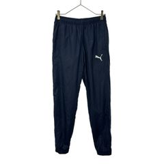 PUMA プーマ ロゴプリント トレーニング ウインドパンツ M ネイビー ウエストゴム 裾ジップ メンズ 古着