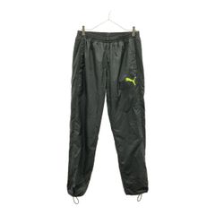 PUMA プーマ ロゴプリント ウィンド ロングパンツ XL グレー ウエストゴム 裏メッシュ トレーニング メンズ 古着