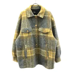 ZARA ザラ チェック柄 オーバーサイズ シャツ ジャケット M ブルー系 レディース 古着のサムネイル