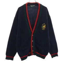 LYLE&SCOTT ライルアンドスコット ウール100% ロゴワッペン 長袖 ニットカーディガン M ネイビー メンズ 古着のサムネイル
