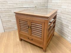 起立木工 電話台・花台・キャスター付き、2台セット、幅45cm Used/キレイ 起立木工 電話台・花台・キャスター付き、2台セット、幅45cm Used