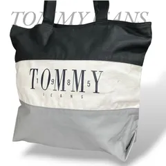 【MY1013】Tommy Jeans トミージーンズ トートバッグ ボーダー ブラック グレー ホワイト 肩掛け 大容量 エコバッグのサムネイル