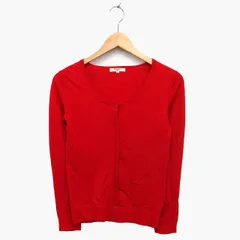 N.Natural Beauty Basic N.ナチュラルビューティーベーシック ニット カーディガン 長袖 丸首 ウール 毛 無地 シンプル リブ M レッド 赤 /HT8のサムネイル