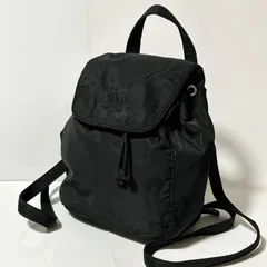 美品 PRADA プラダ 刺繍ロゴ ナイロン ミニ リュック サック ハンドバッグ ブラック シルバー金具のサムネイル
