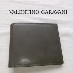 【訳あり】ヴァレンティノガラヴァーニ 二つ折り財布 カーキ レザー 名入り メンズ【カ790】のサムネイル