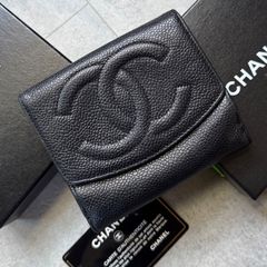 CHANEL シャネル デカココ Wホック キャビアスキン レザー 二つ折り